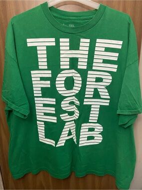 Green Short Sleeve Tee with White Graphic Text